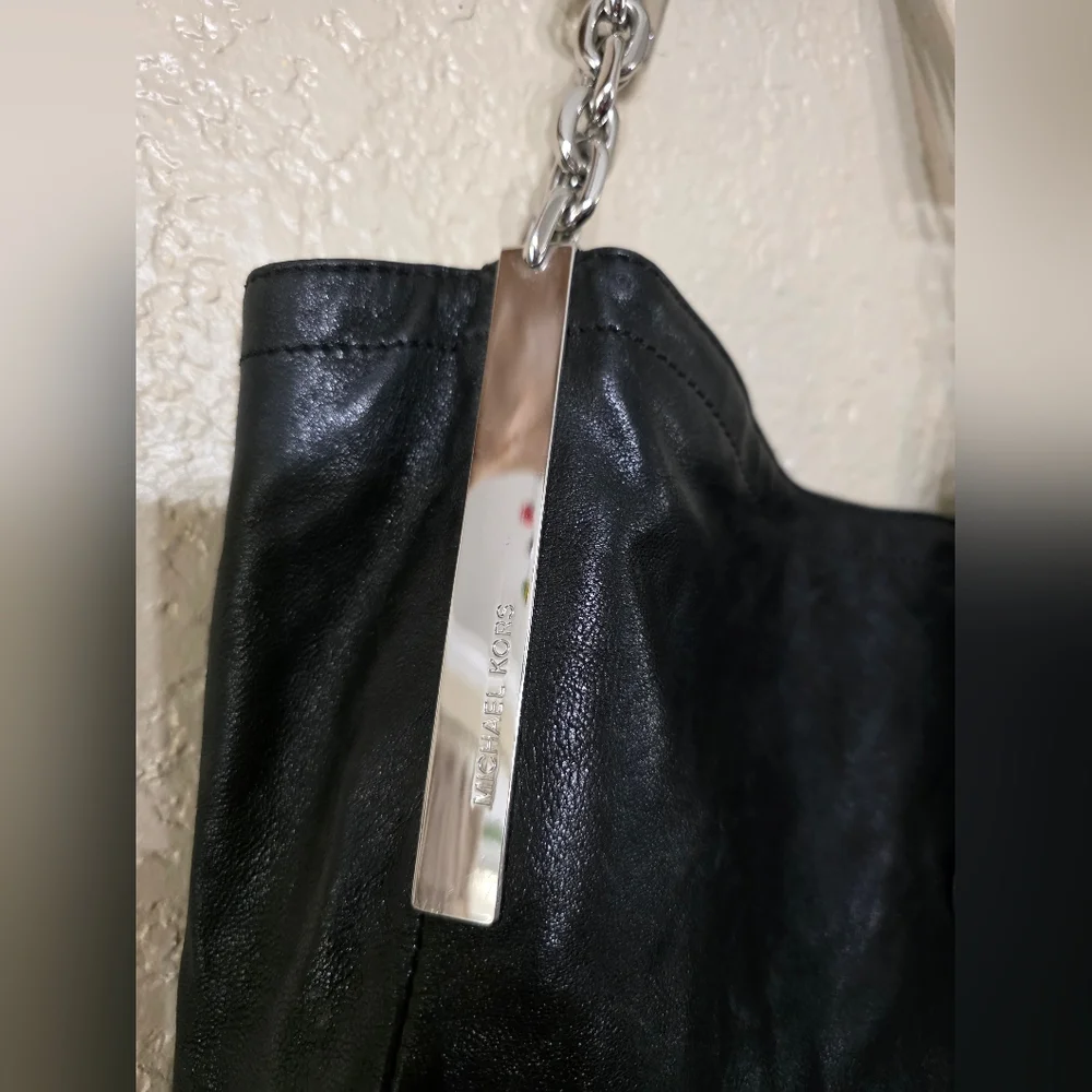 Michael Kors Black Shoulder Bag with Silver Accents - Picture 2 of 11